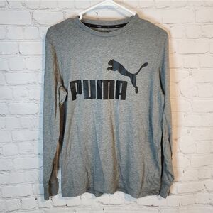 Men's Puma Gray Long Sleeve Shirt, Size Medium